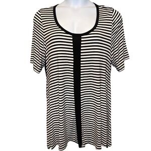 Karen Kane Womens Black White Striped Tunic Top 3X Excellent Stretch Nautical